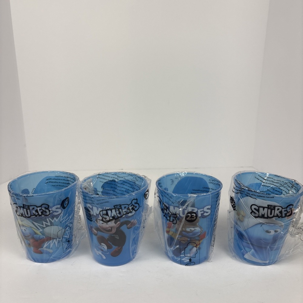 Smurfs Movie Promotion Cup Burger King. New. Set Of 4. Cup 6,22,23,28 In Series.